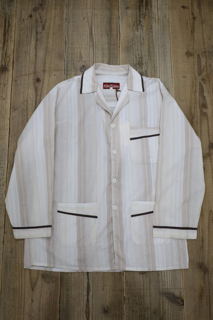 D420 / 1990's PYJAMA KIM HUONG stripe pajama shirt