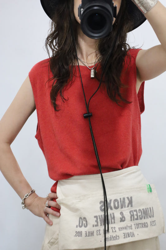 E645 / 1990's OLD CHICO'S DESIGN Linen × Cotton Vest