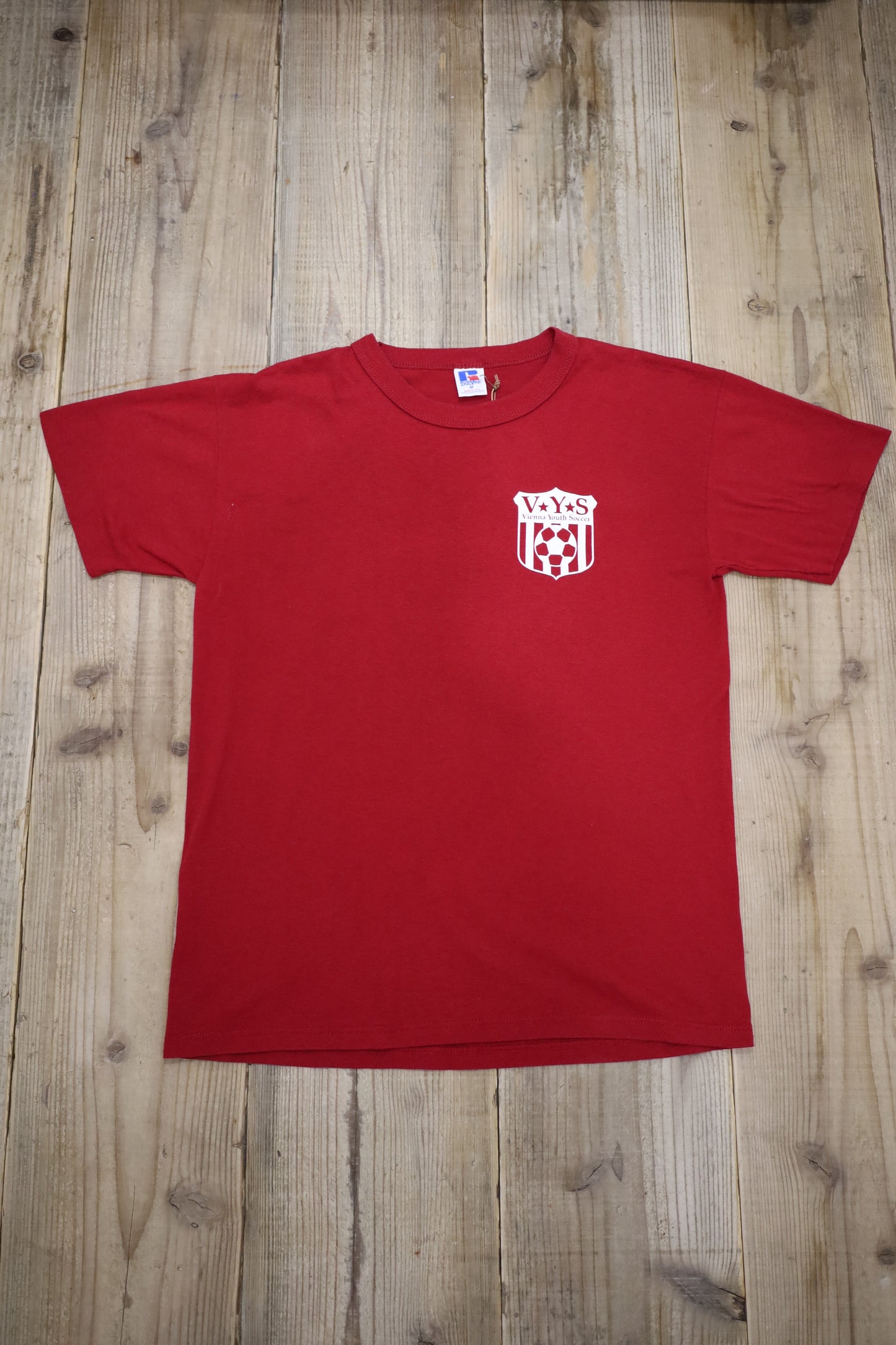 E529 / 1990's OLD RUSSELL ATHLETIC Print Tee VYS