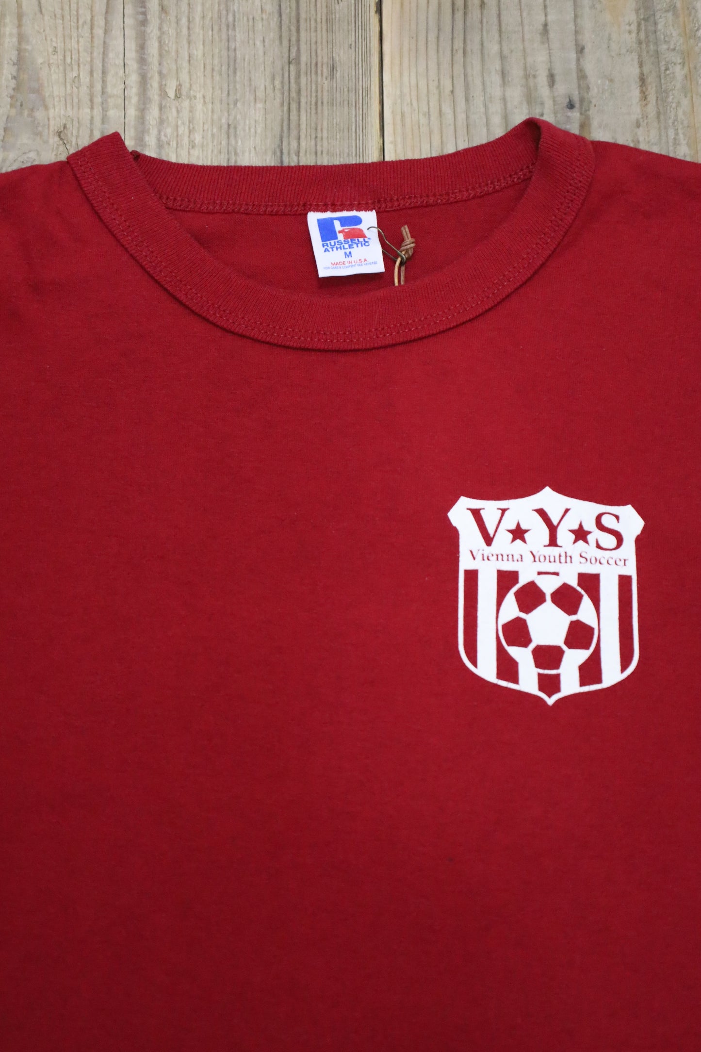E529 / 1990's OLD RUSSELL ATHLETIC Print Tee VYS