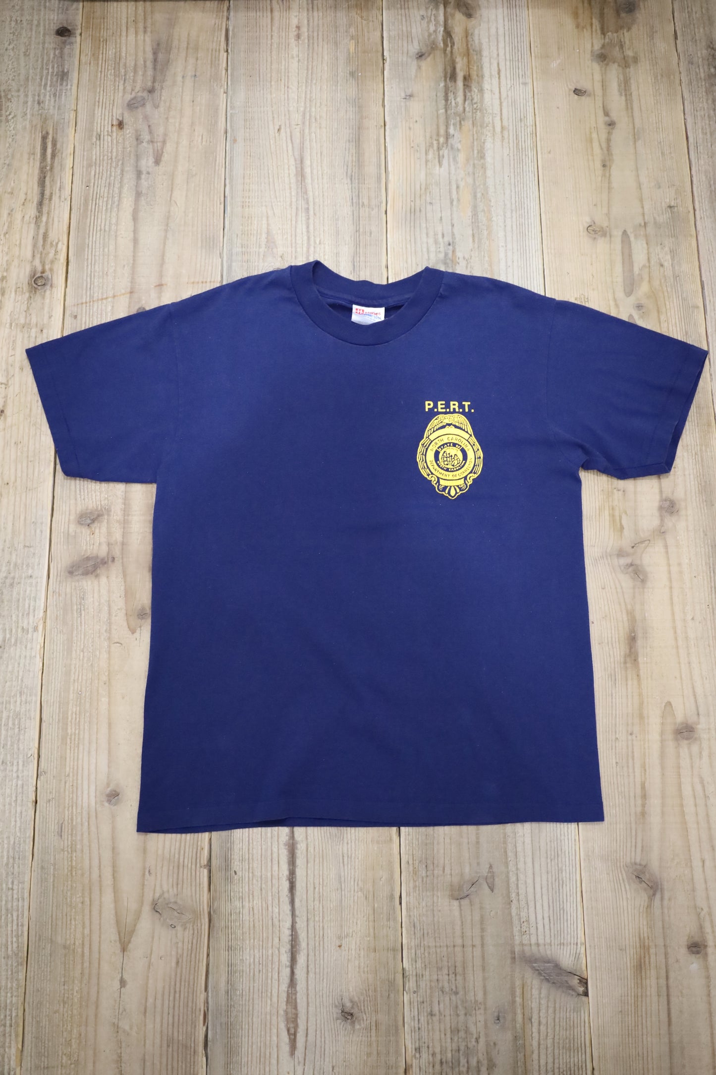 E526 / 1980's OLD Hanes Print Tee P.E.R.T