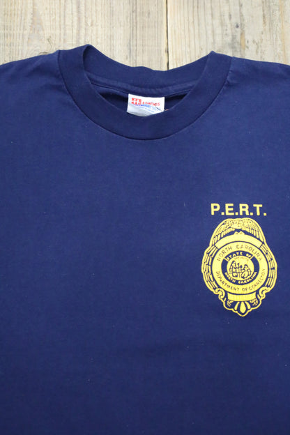 E526 / 1980's OLD Hanes Print Tee P.E.R.T