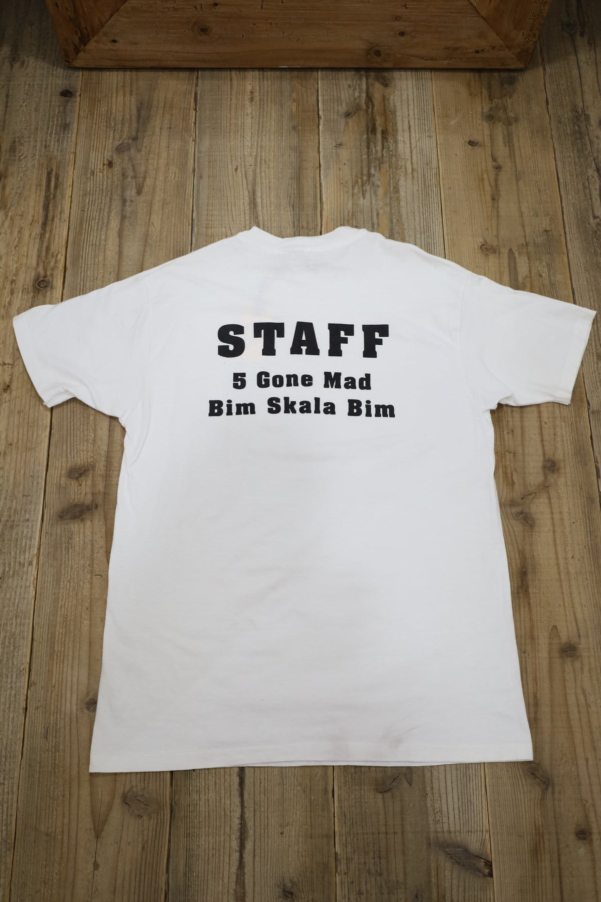 E611 / 1980's OLD Hanes Print Tee Book Print ''STAFF''
