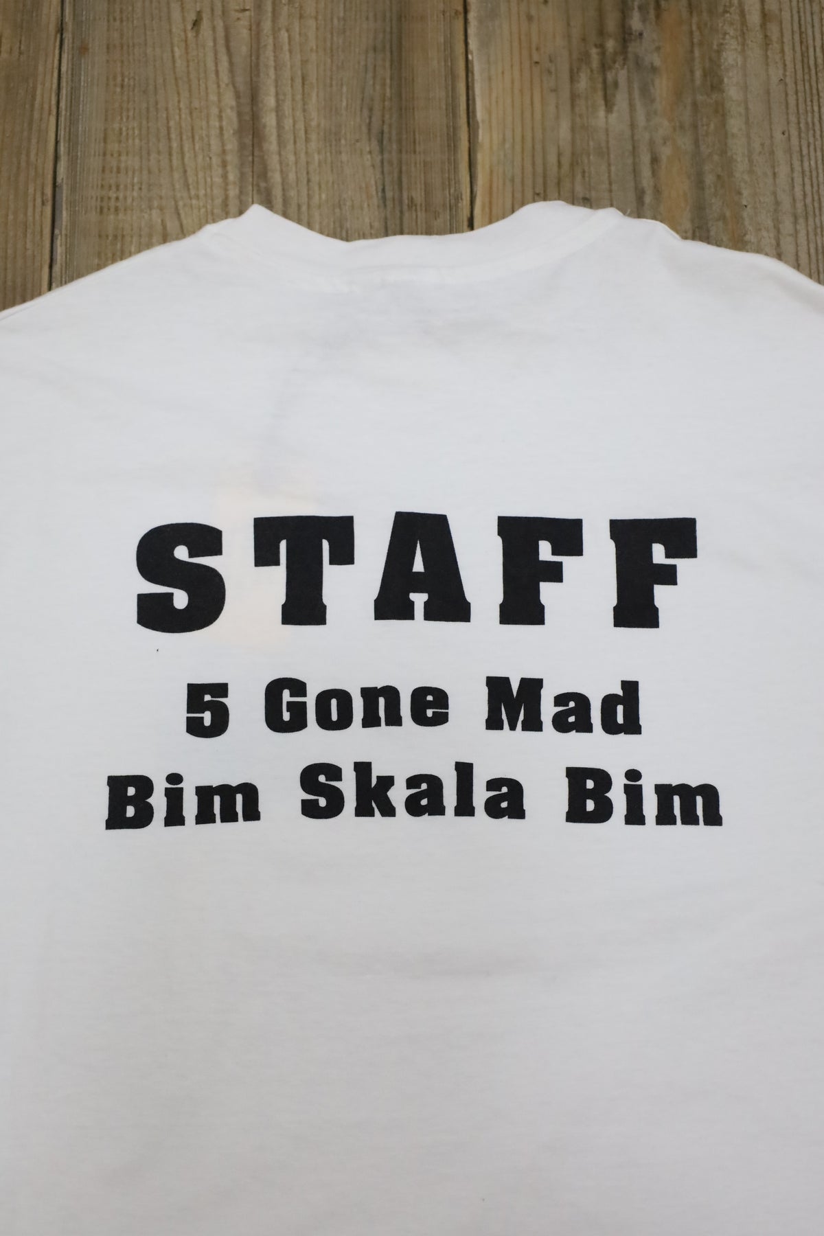 E611 / 1980's OLD Hanes Print Tee Book Print ''STAFF''