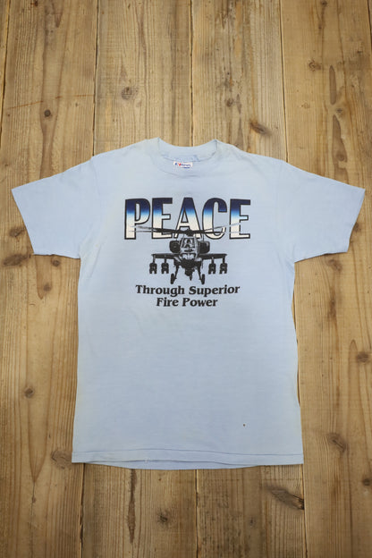 B521 / 1980's OLD Hanes PEACE Print T-Shirt