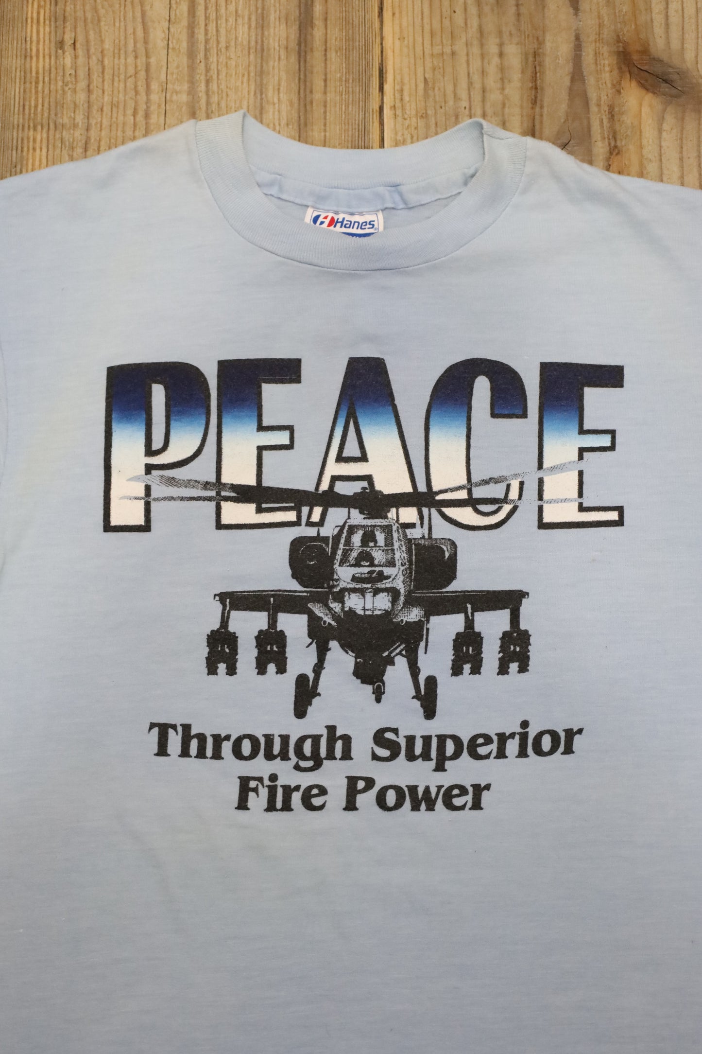 B521 / 1980's OLD Hanes PEACE Print T-Shirt