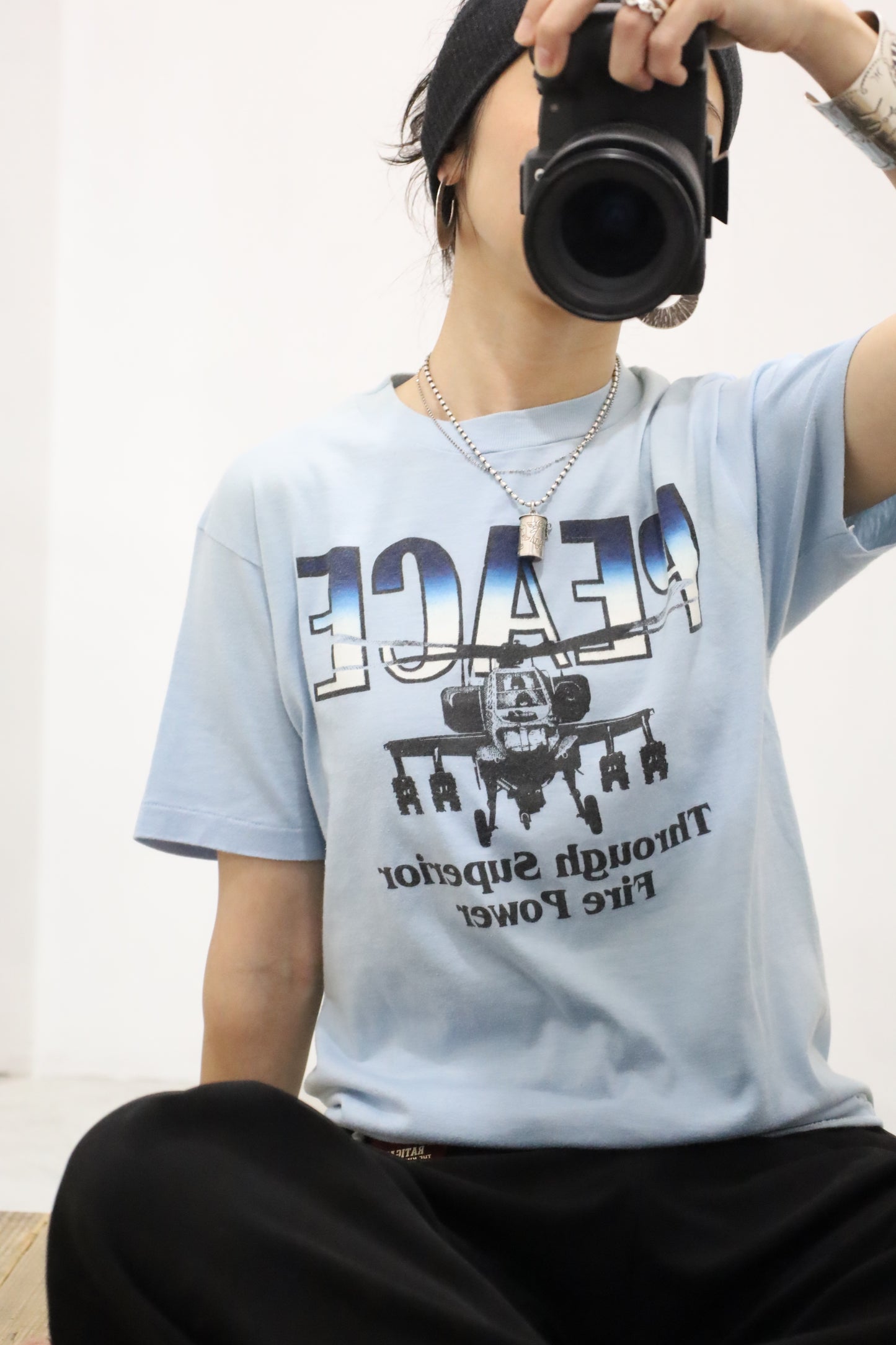 B521 / 1980's OLD Hanes PEACE Print T-Shirt