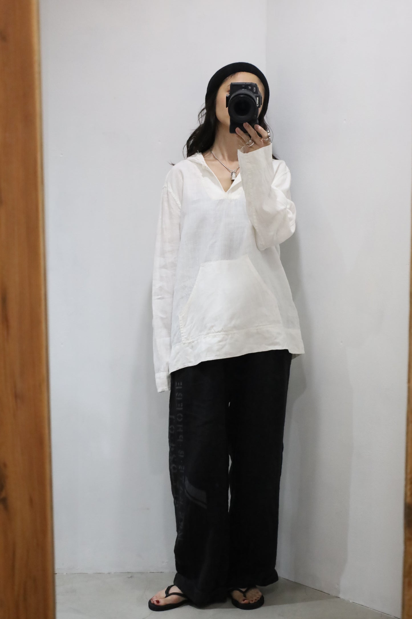 E740 / early 2000's OLD GAP linen hooded shirt