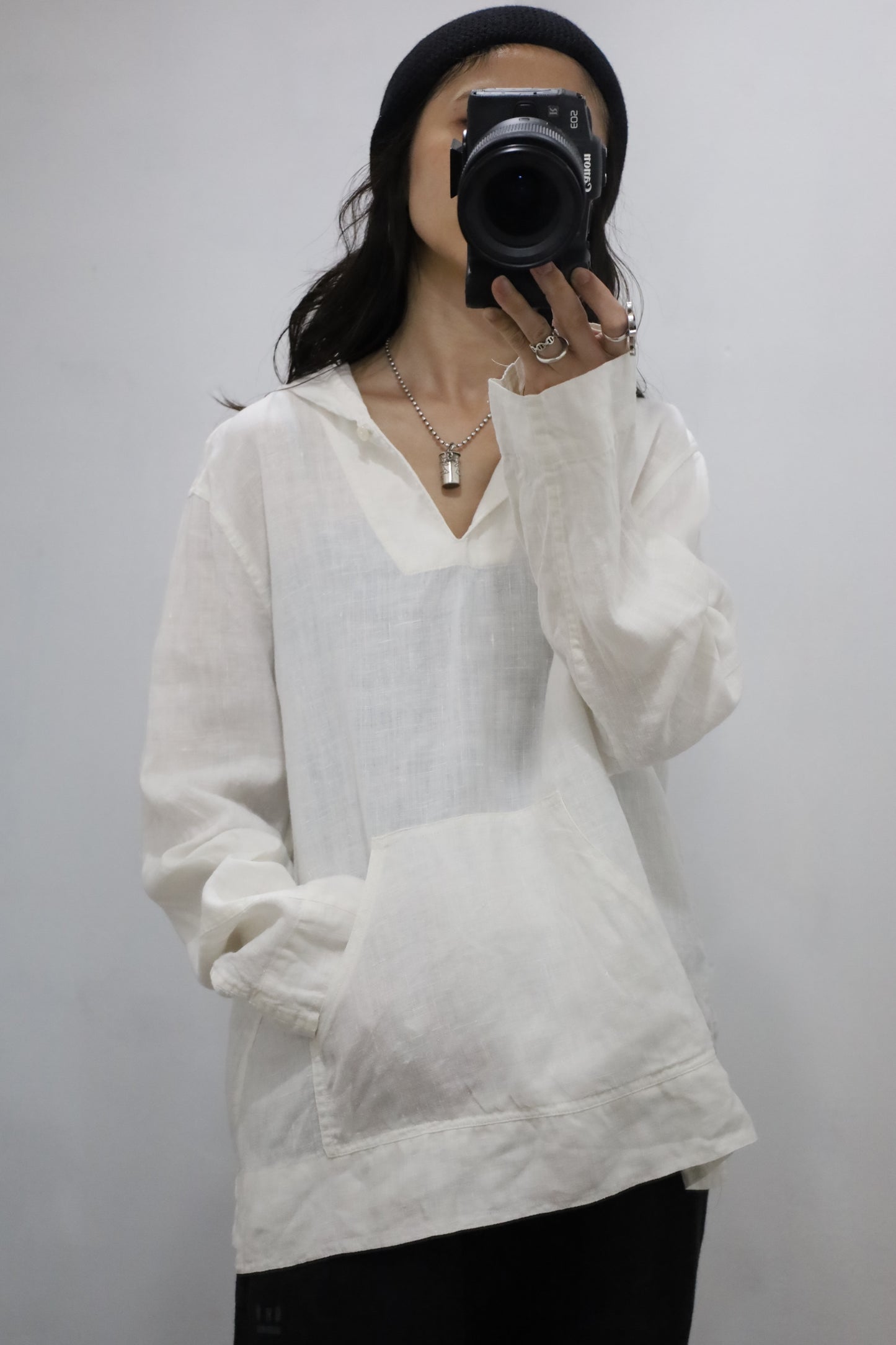 E740 / early 2000's OLD GAP linen hooded shirt