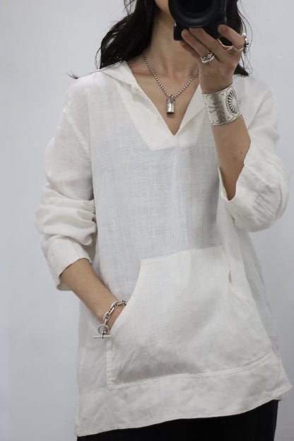 E740 / early 2000's OLD GAP linen hooded shirt