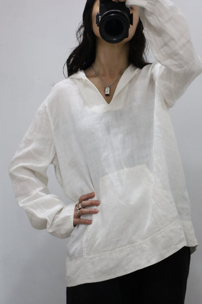 E740 / early 2000's OLD GAP linen hooded shirt