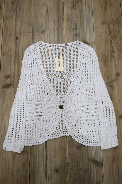A841 / UNKNOWN USED crochet knit cardigan