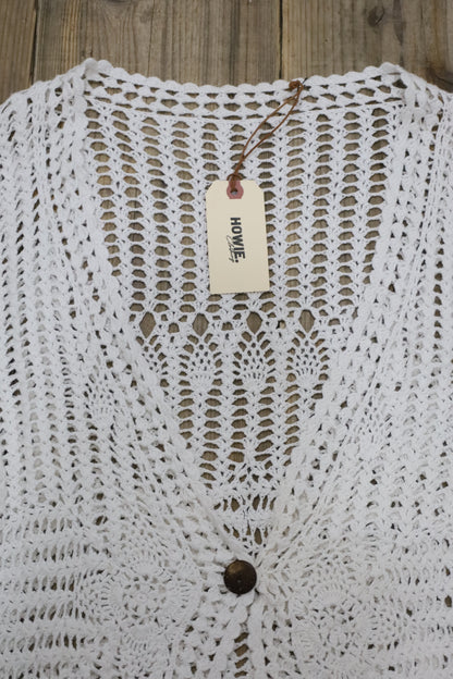 A841 / UNKNOWN USED crochet knit cardigan