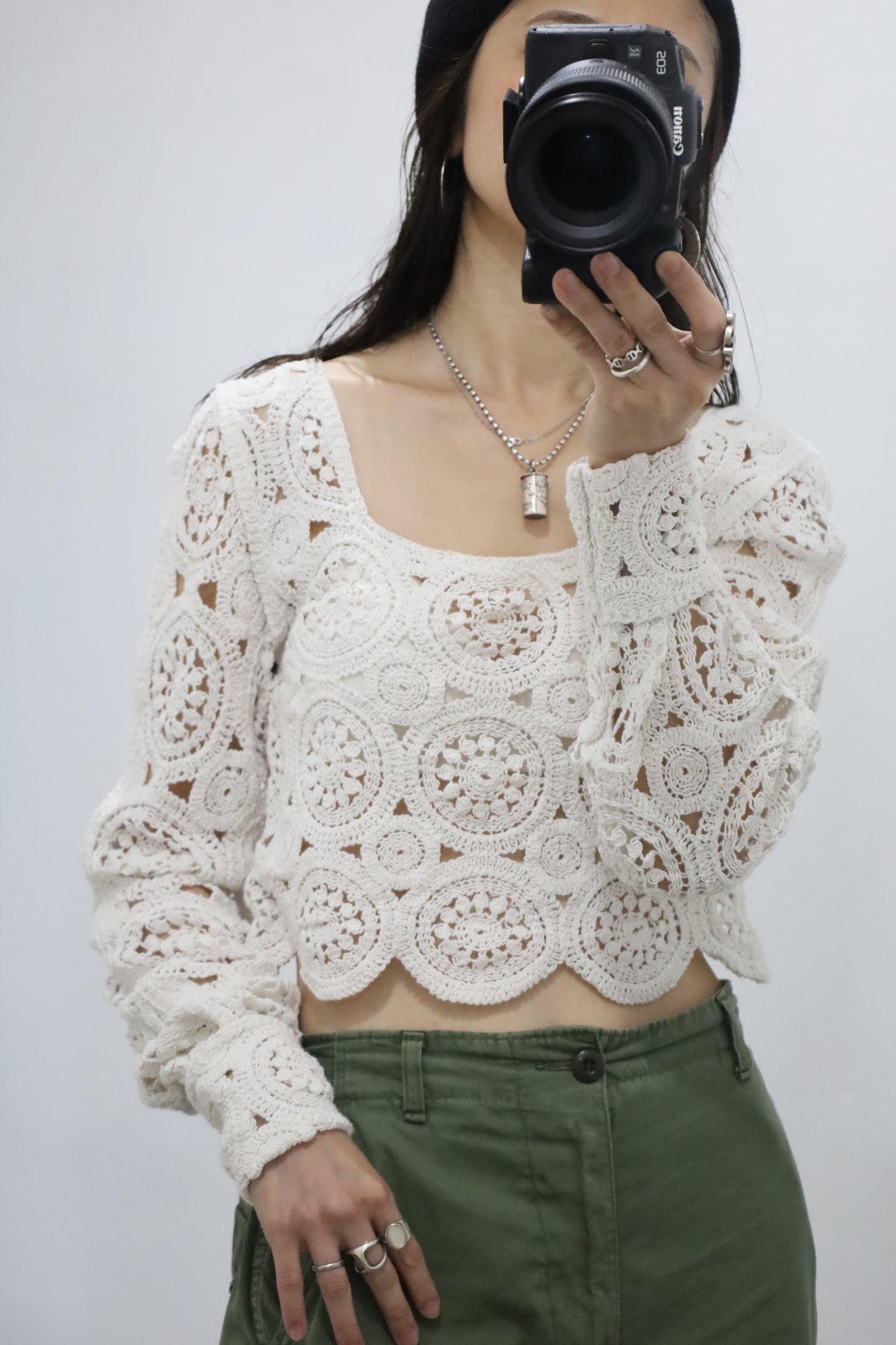 E699 / UNKNOWN USED crochet knit tops