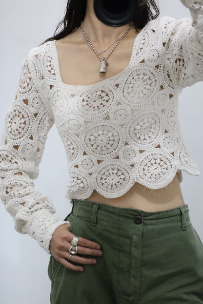 E699 / UNKNOWN USED crochet knit tops
