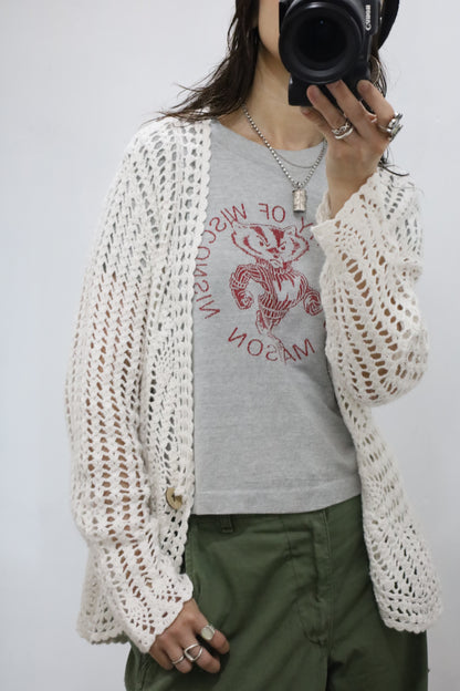 A841 / UNKNOWN USED crochet knit cardigan