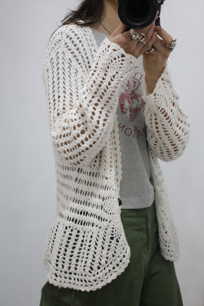 A841 / UNKNOWN USED crochet knit cardigan