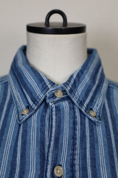 Z32 / 1990's L.L.BEAN stripe denim shirt