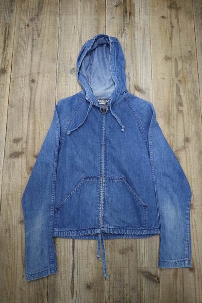 Z715 / 1990's CREAM JEANS denim hooded jacket