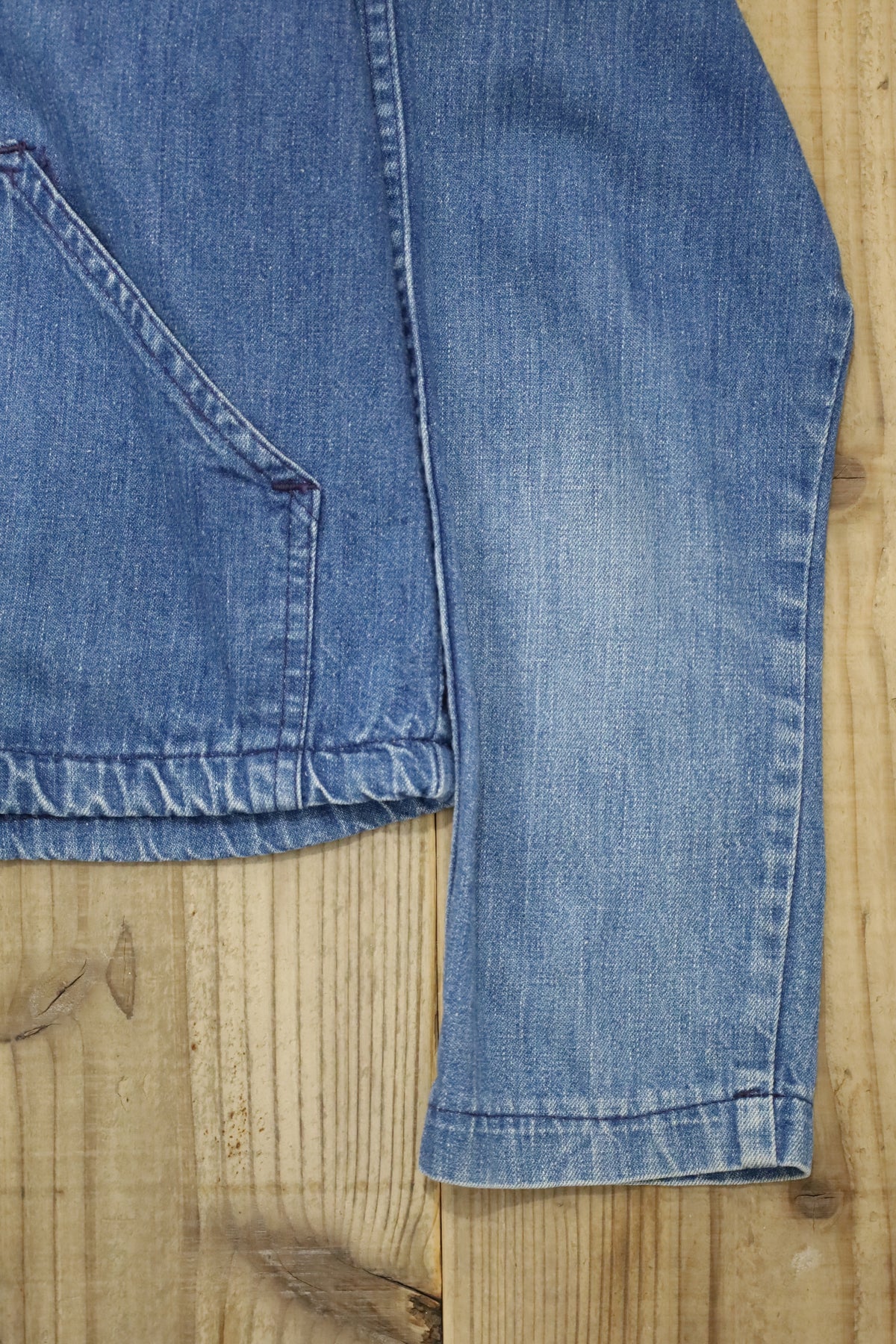 Z715 / 1990's CREAM JEANS denim hooded jacket
