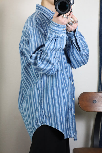 Z32 / 1990's L.L.BEAN stripe denim shirt