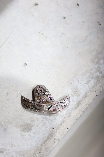 Mexican hat silver brooch