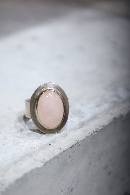 silver ring  rose quartz