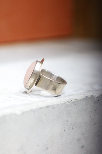 silver ring  rose quartz