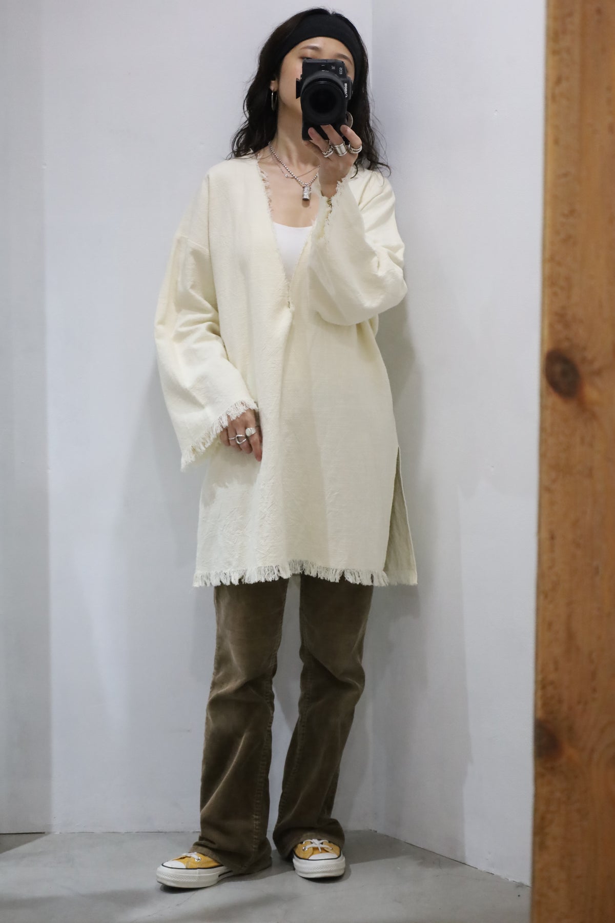HOWIE 2way Fringe Top (ecru)