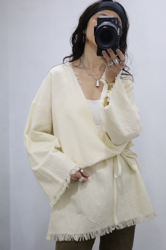 HOWIE 2way Fringe Top (ecru)