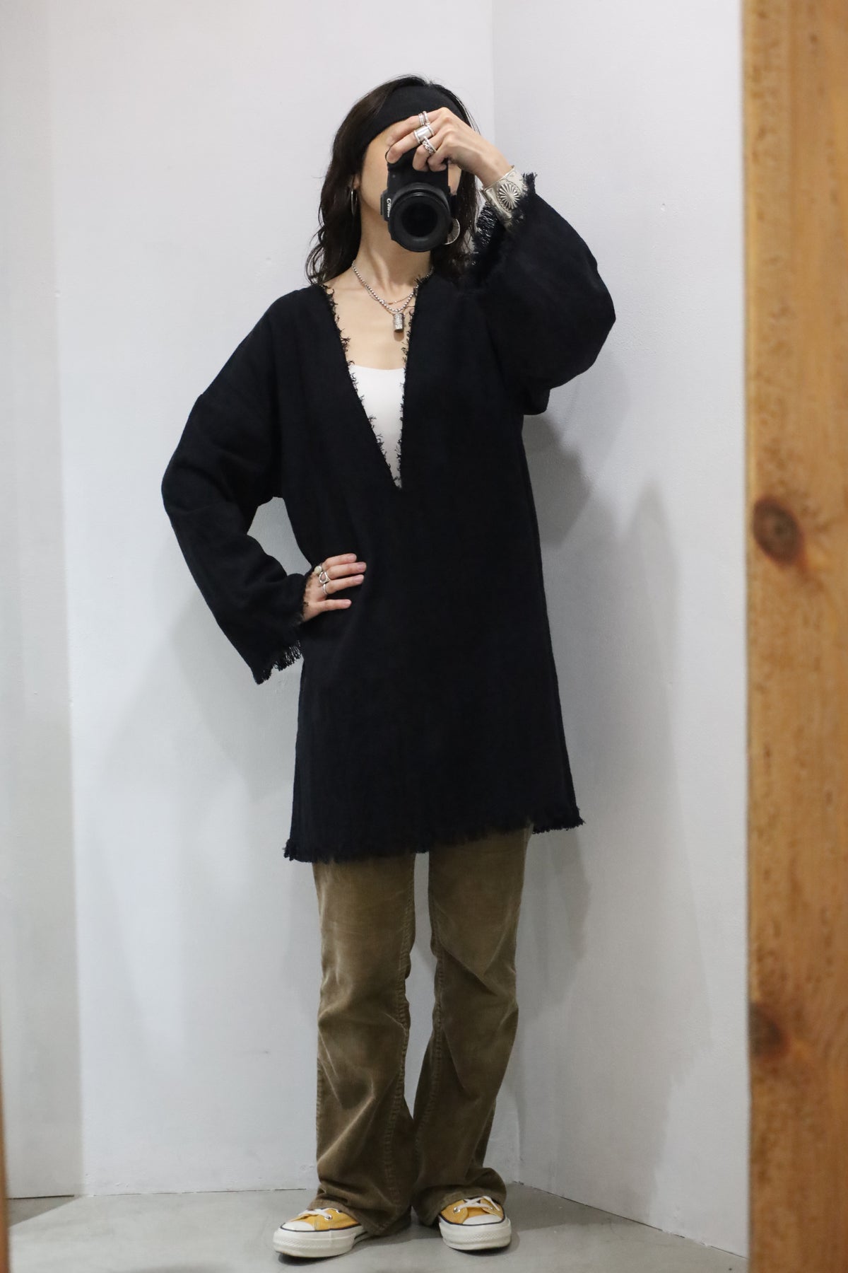【HOWIE 2way Fringe Top (black)
