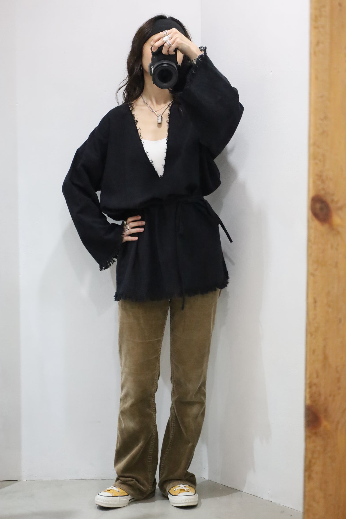 【HOWIE 2way Fringe Top (black)