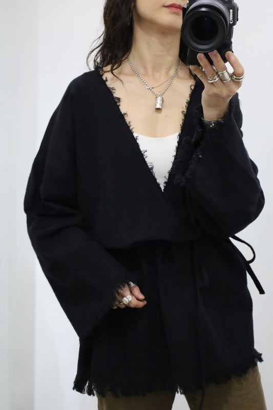 【HOWIE 2way Fringe Top (black)