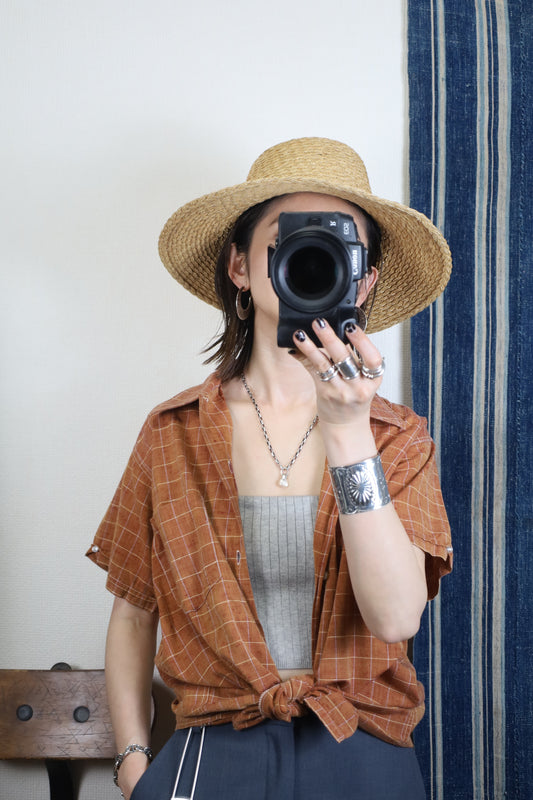 437 / 1950-60's Vintage BoReco Nep Fablic Check Shirt