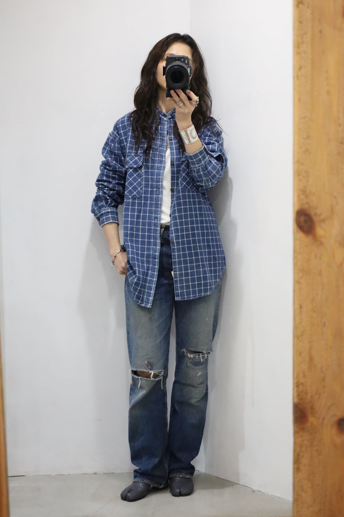 Z371 / 1980's LEVI'S check flannel shirt