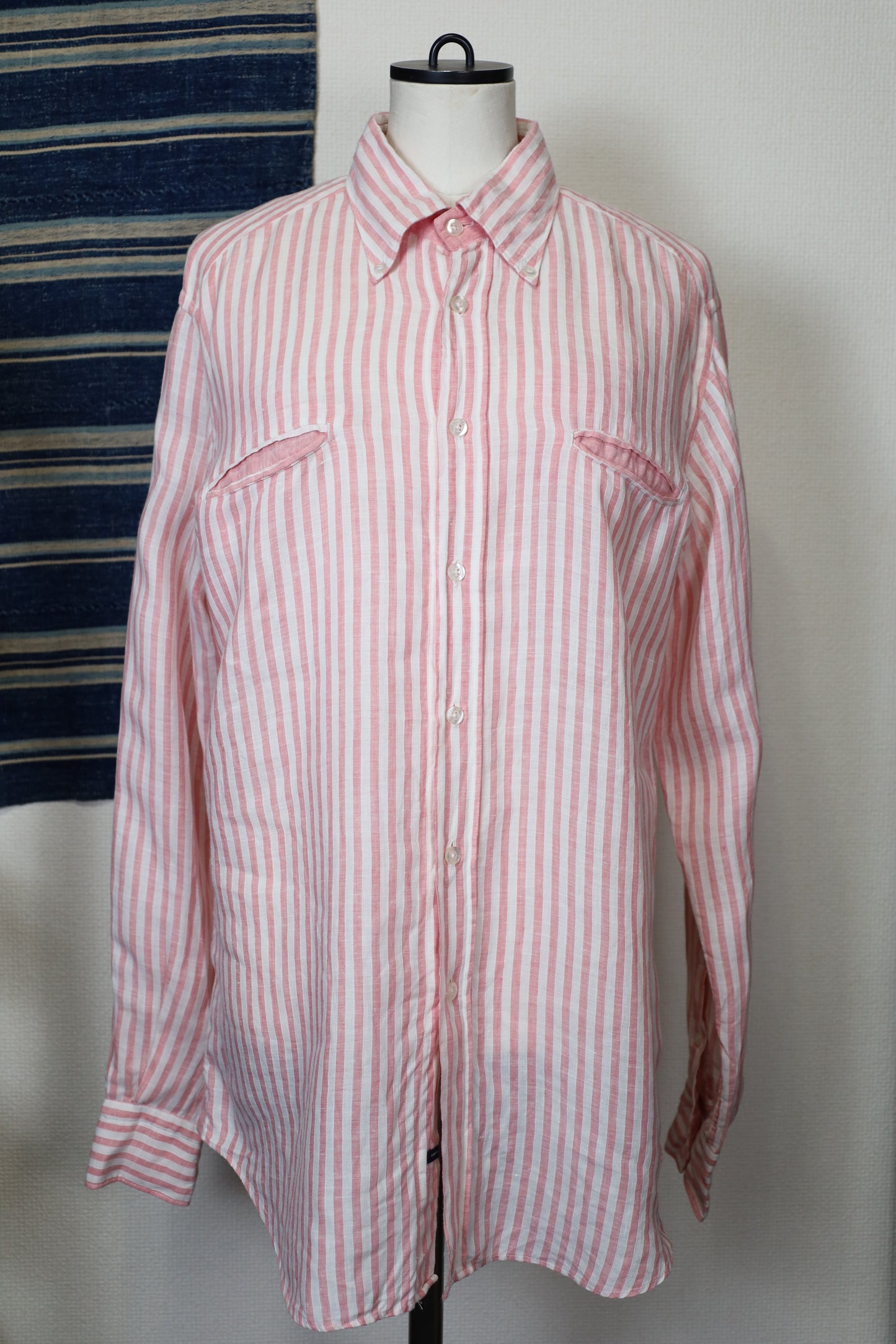 614 / early2000's PAL ZILERI stripe linen shirt