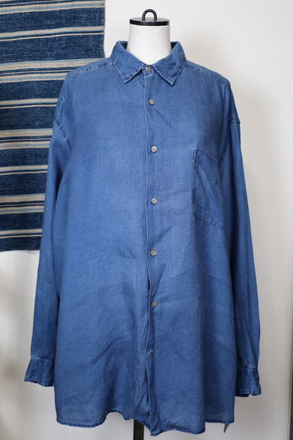 ★610 / 1990's COUNTRY ROAD Indigo dye Linen Shirt