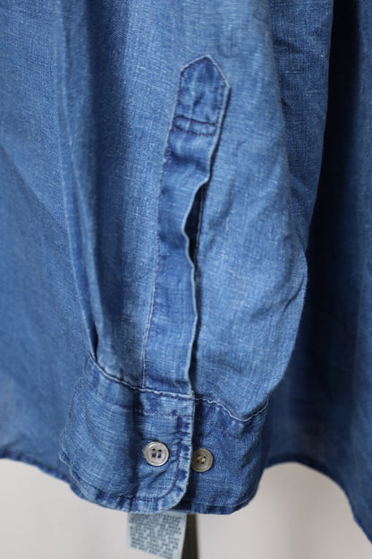 ★610 / 1990's COUNTRY ROAD Indigo dye Linen Shirt