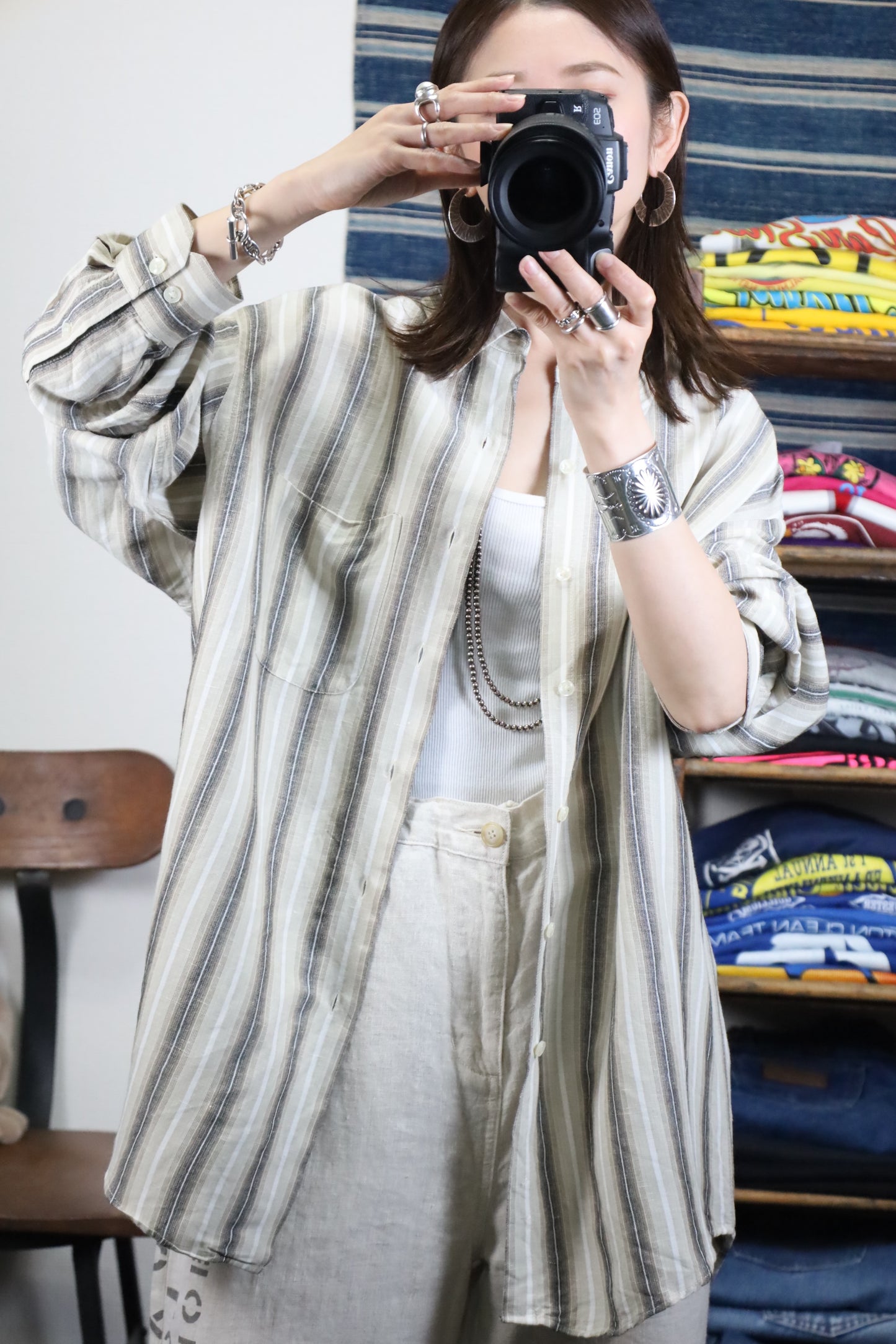613 / early2000's VANHEUSEN stripe shirt