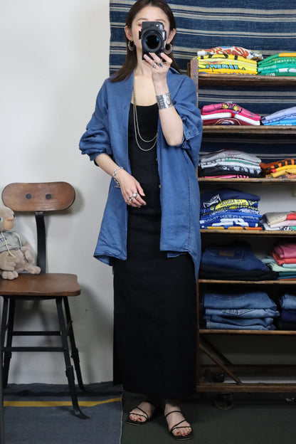 ★610 / 1990's COUNTRY ROAD Indigo dye Linen Shirt