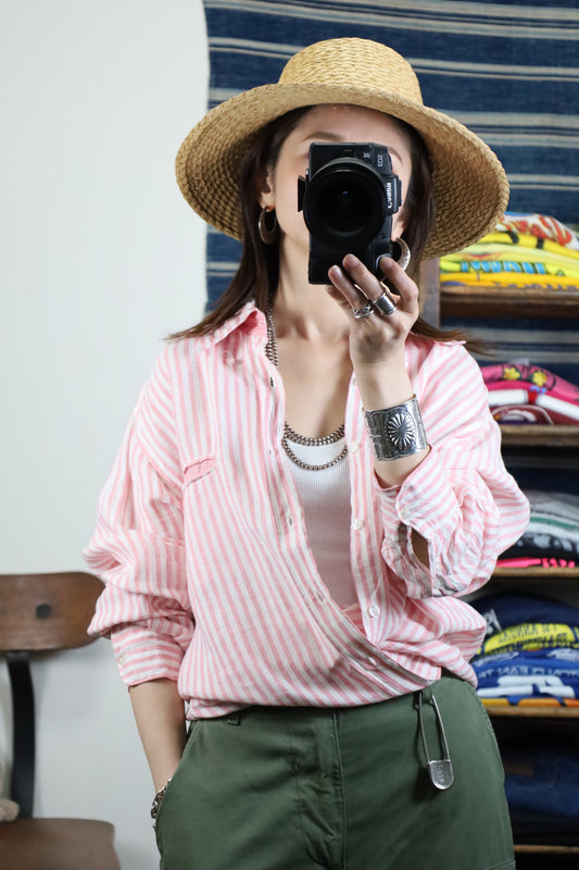 614 / early2000's PAL ZILERI stripe linen shirt