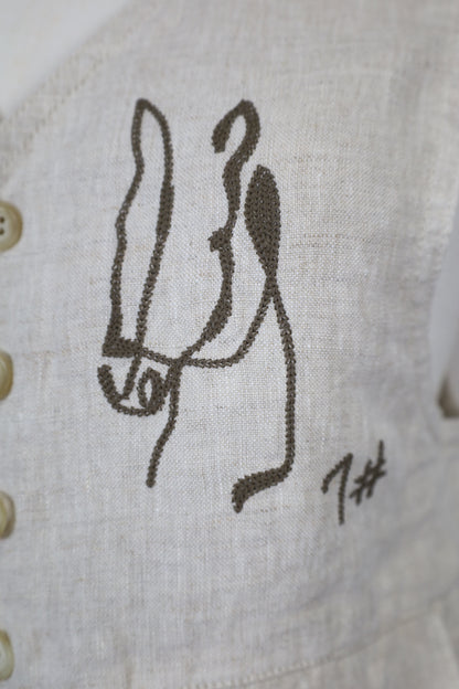 HOWIE embroidery linen vest (beige)