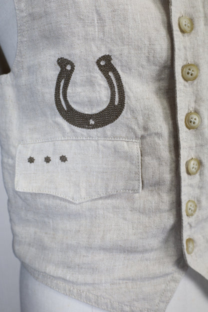 HOWIE embroidery linen vest (beige)