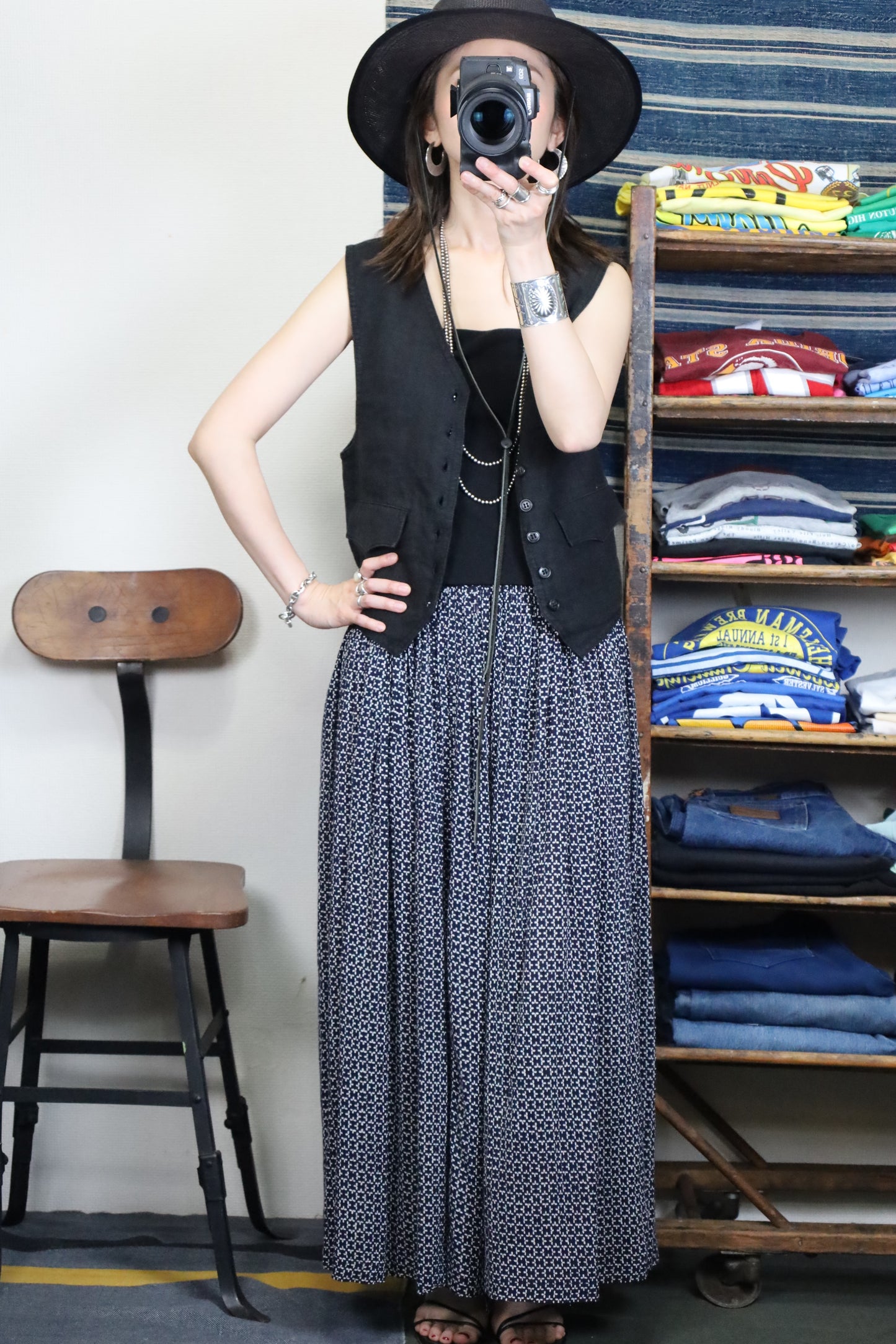 E112 / Late 1990s PHOOL India Cotton Fablic Long Skirt