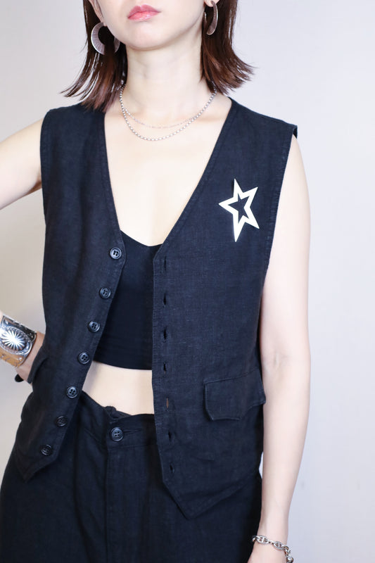 HOWIE linen vest (black)