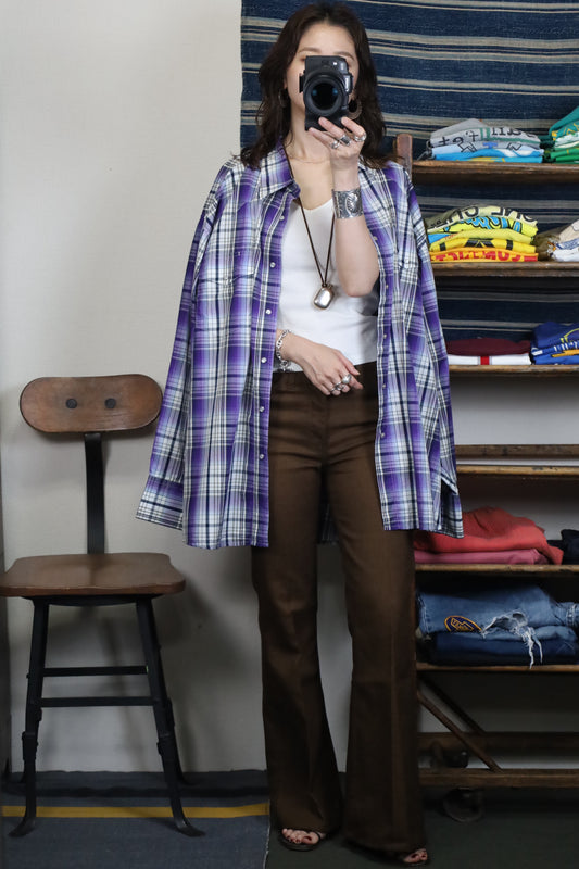 Z736 / 1990's OLD Wrangler Check western shirt
