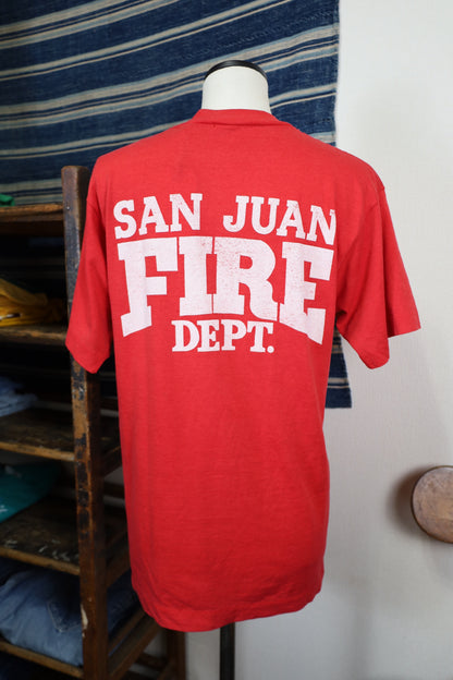 B517 / 1990's OLD UNKNOWN SAN JUAN FIRE DEPT Print T-Shirt