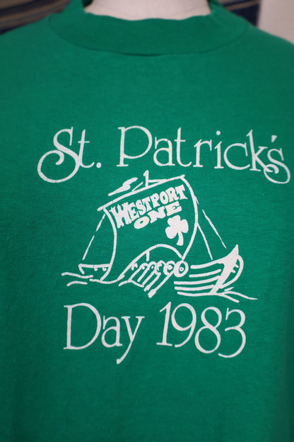 B516 / 1980's OLD UNKNOWN St.patrick's Print T-Shirt