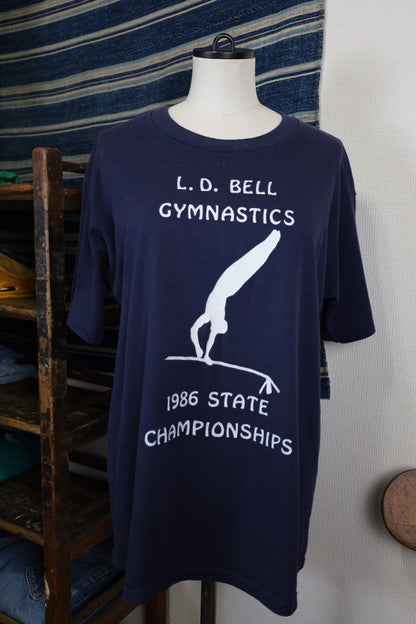 Z810 / 1980's OLD Sports Wear LD BELL GYMNASTICS Print T-Shirt