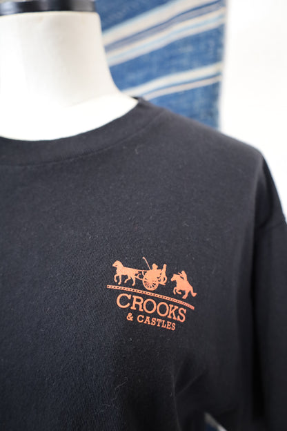 Z177 / 2000's USED CROOKS Print T-Shirt Good Print